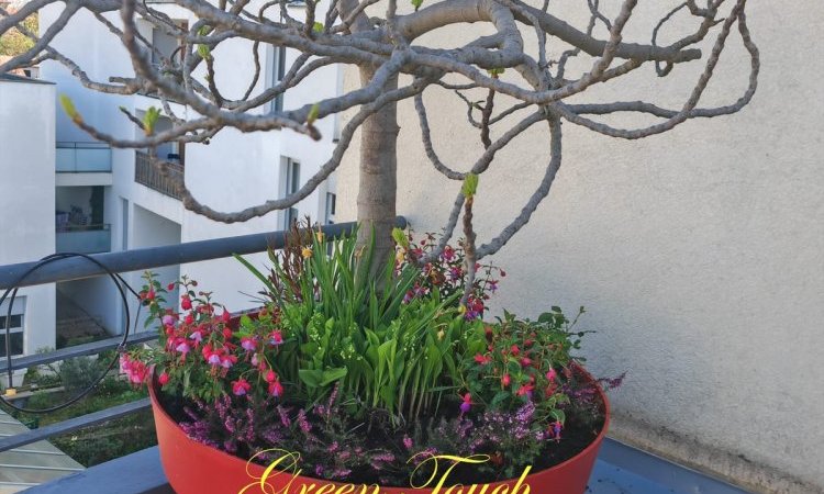 Aménagement d'une terrasse - Pose et plantation de bacs à fleurs - Pose de barrières composites à LYON